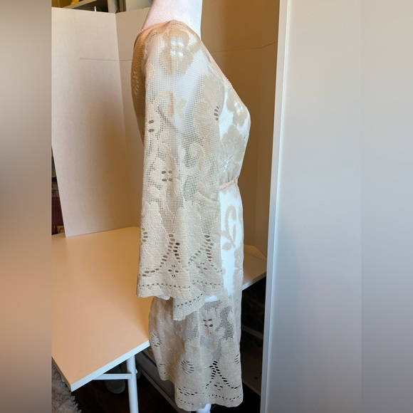 Free People Lace Zip Cream/Pink Coverup, Size XS - Picture 3 of 8